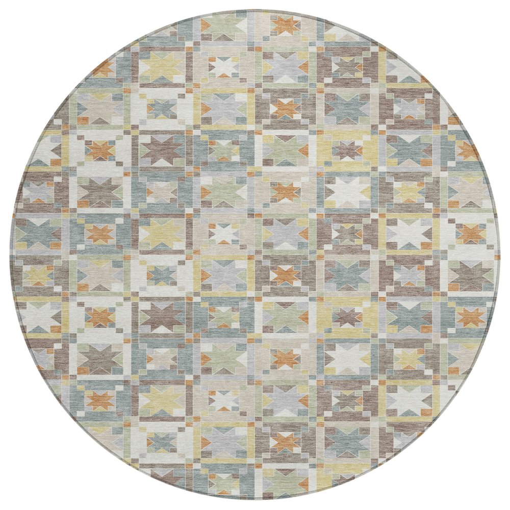 Machine Washable Indoor/Outdoor Chantille ACN2553 Ivory 8' x 8' Round Rug. Picture 1