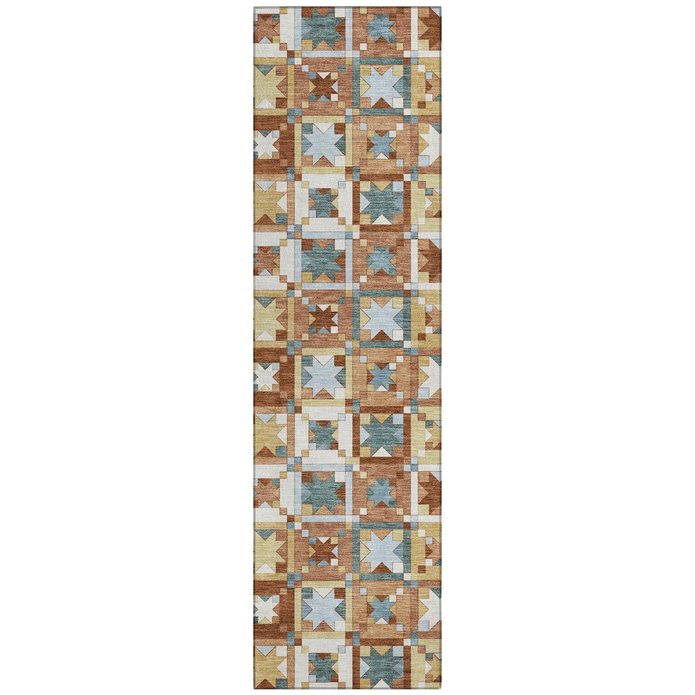 Machine Washable Indoor/Outdoor Chantille ACN2553 Orange 2'3" x 7'6" Runner Rug. Picture 1