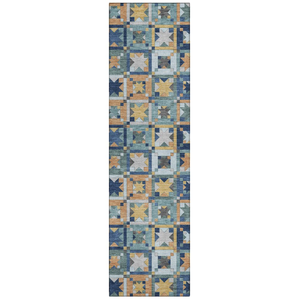 Machine Washable Indoor/Outdoor Chantille ACN2553 Teal 2'3" x 7'6" Runner Rug. Picture 1