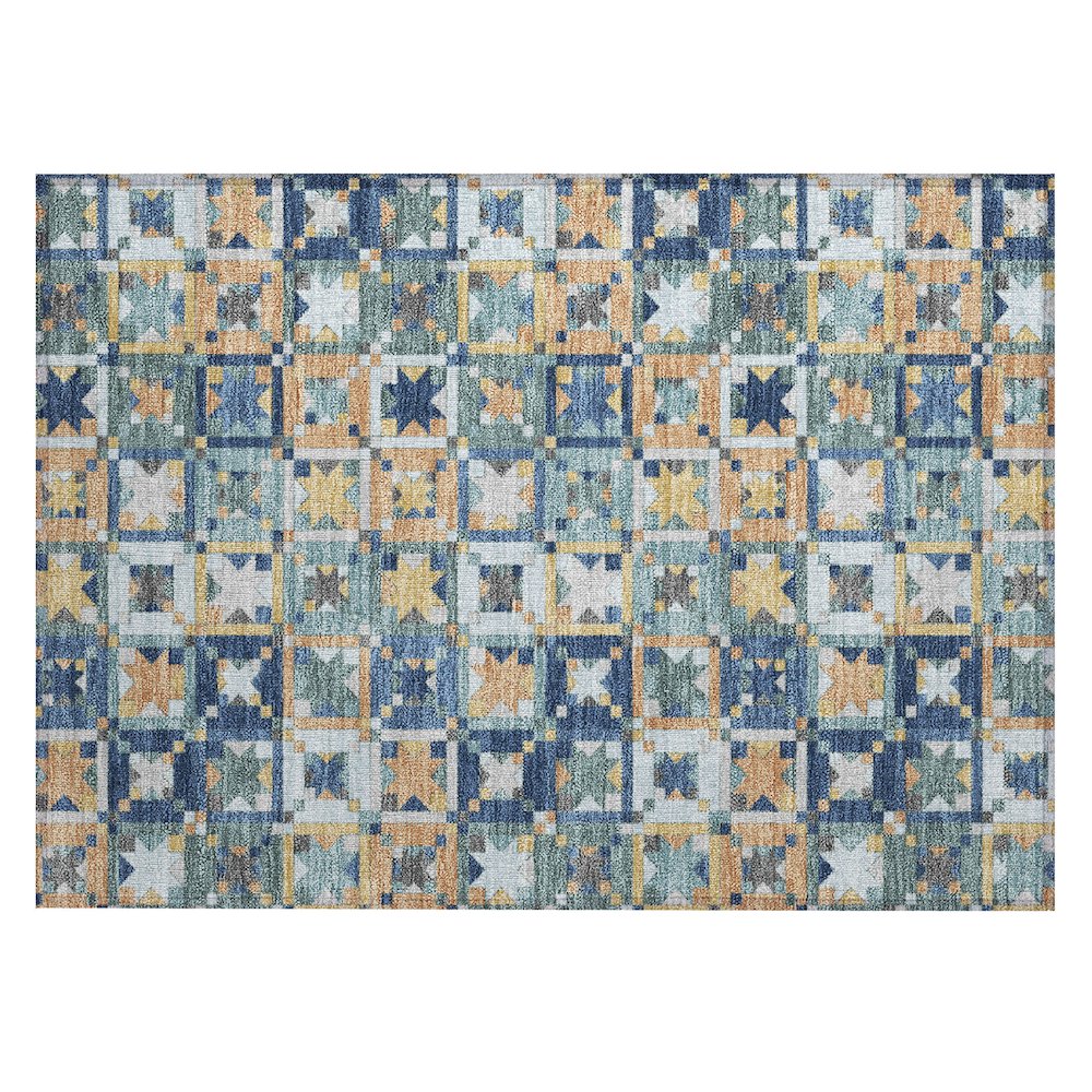 Machine Washable Indoor/Outdoor Chantille ACN2553 Teal 1'8" x 2'6" Rug. Picture 1