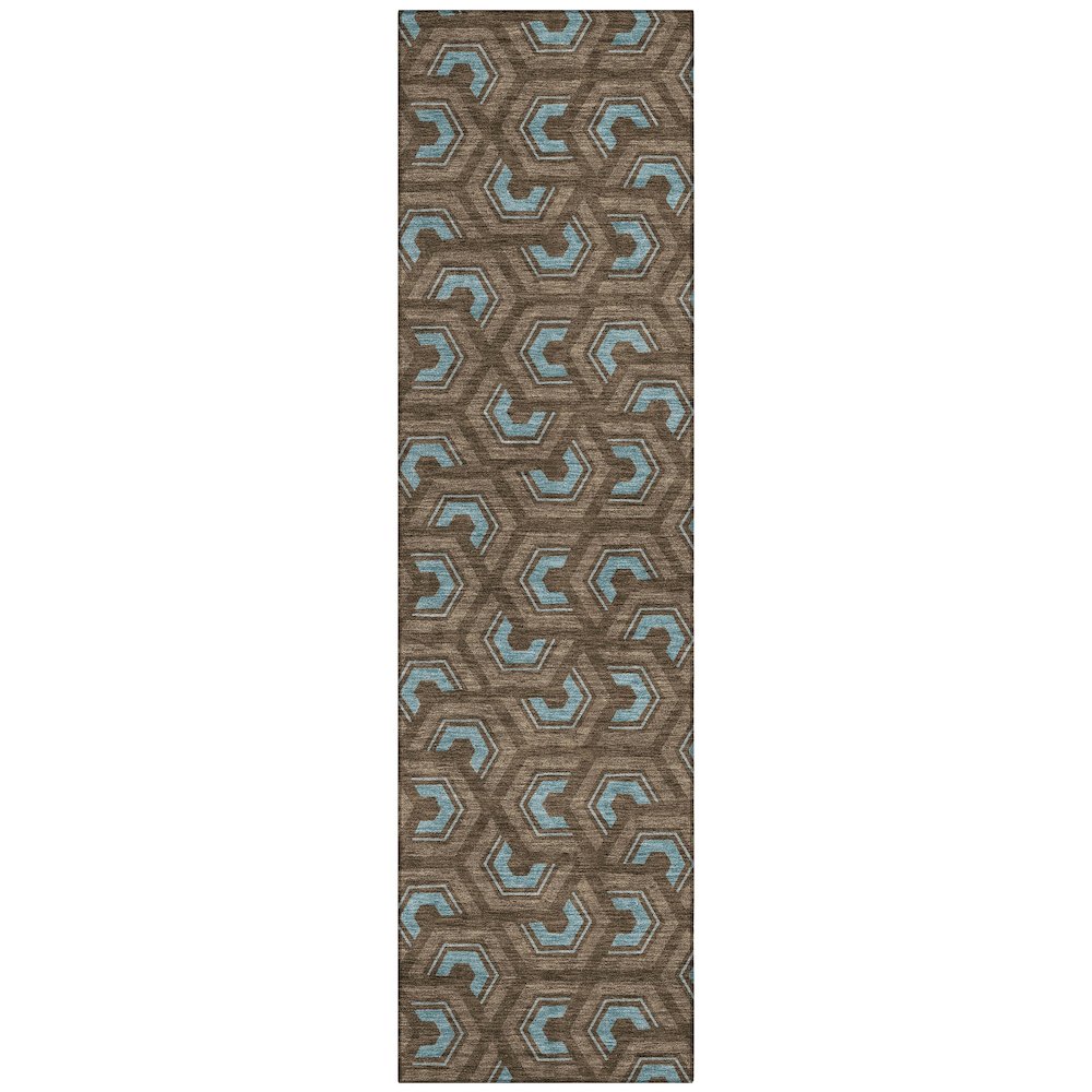 Machine Washable Indoor/Outdoor Chantille ACN2554 Brown 2'3" x 7'6" Runner Rug. Picture 1