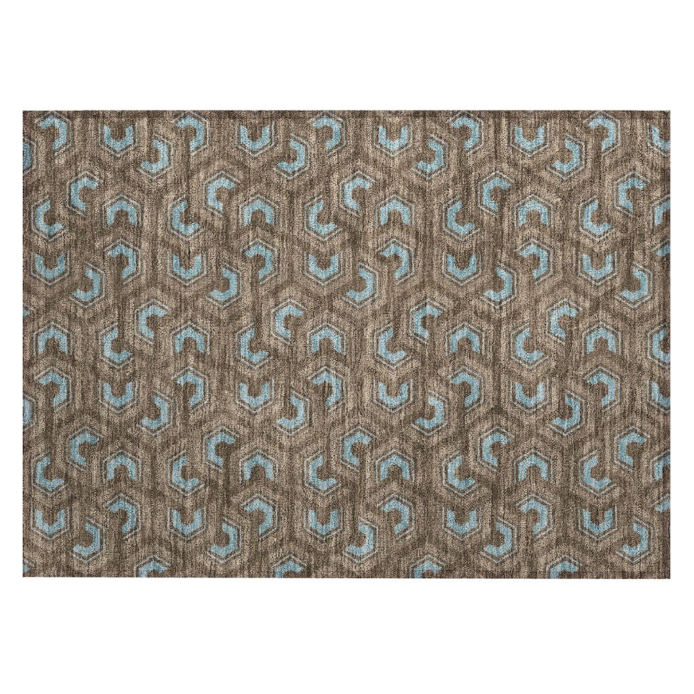 Machine Washable Indoor/Outdoor Chantille ACN2554 Brown 1'8" x 2'6" Rug. Picture 1