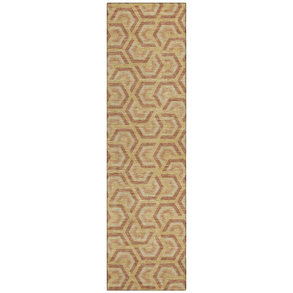 Machine Washable Indoor/Outdoor Chantille ACN2554 Gold 2'3" x 7'6" Runner Rug. Picture 1