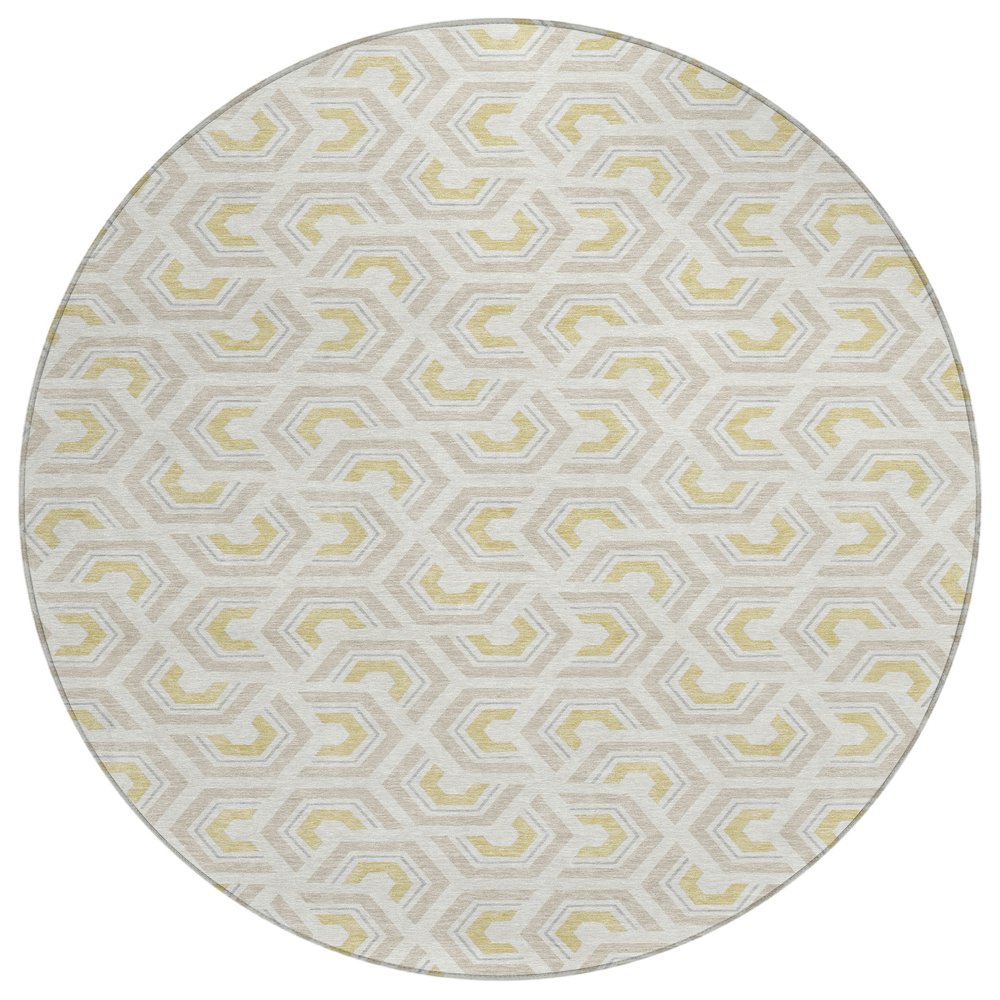 Machine Washable Indoor/Outdoor Chantille ACN2554 Ivory 8' x 8' Round Rug. Picture 1