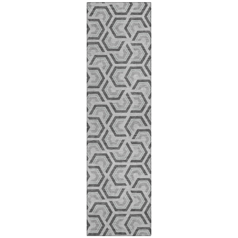 Machine Washable Indoor/Outdoor Chantille ACN2554 Gray 2'3" x 7'6" Runner Rug. Picture 1
