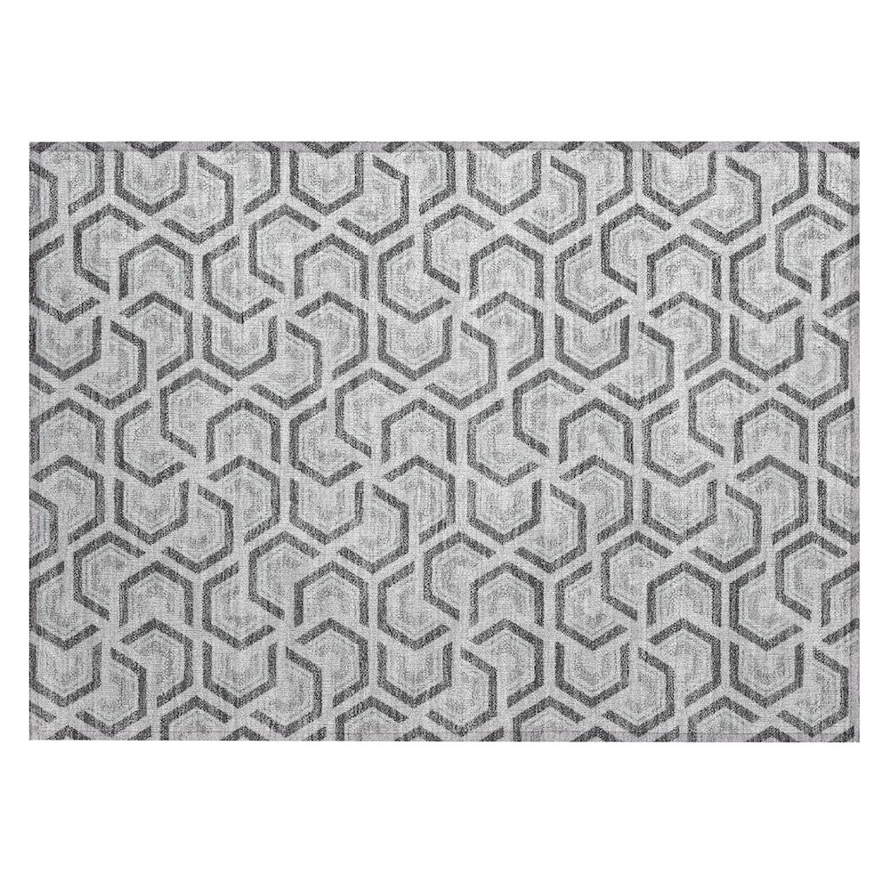 Machine Washable Indoor/Outdoor Chantille ACN2554 Gray 1'8" x 2'6" Rug. Picture 1