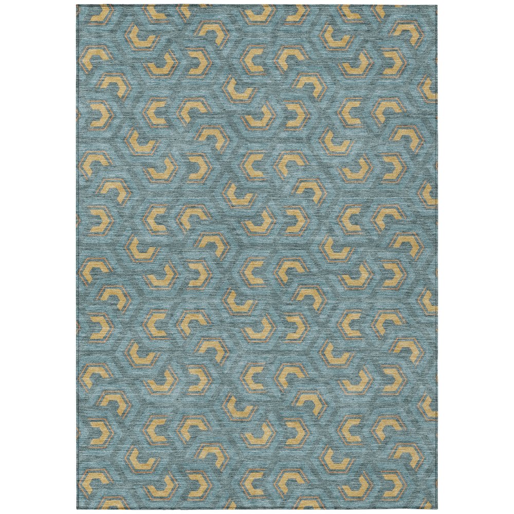 Machine Washable Indoor/Outdoor Chantille ACN2554 Teal 2'6" x 3'10" Rug. Picture 1