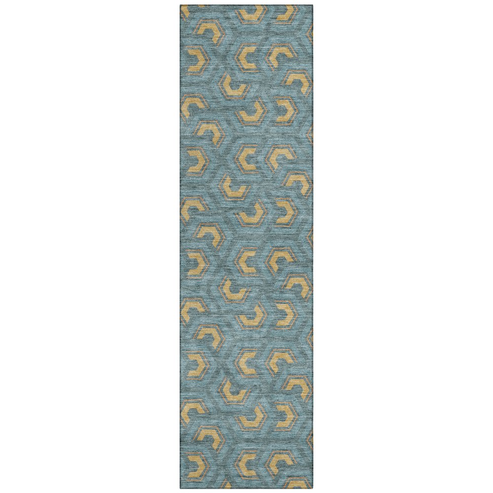 Machine Washable Indoor/Outdoor Chantille ACN2554 Teal 2'3" x 7'6" Runner Rug. Picture 1
