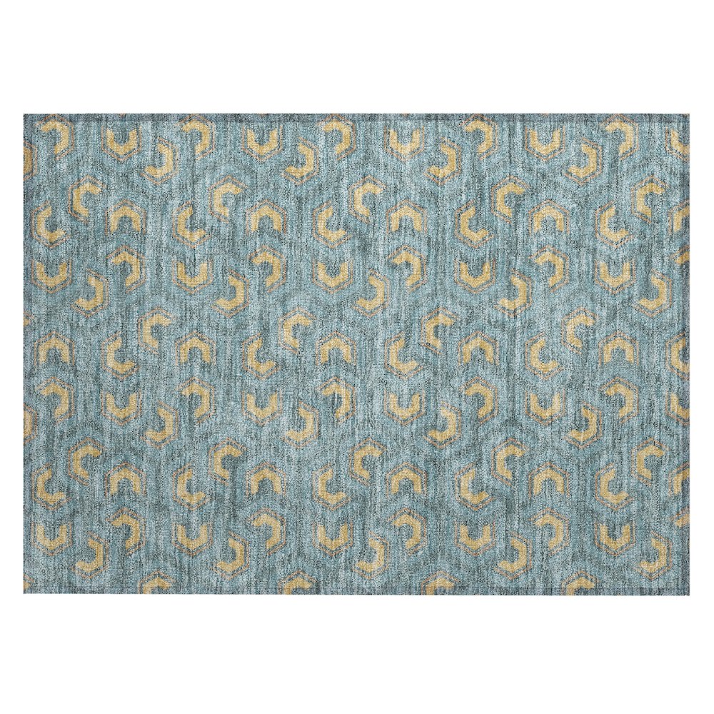 Machine Washable Indoor/Outdoor Chantille ACN2554 Teal 1'8" x 2'6" Rug. Picture 1