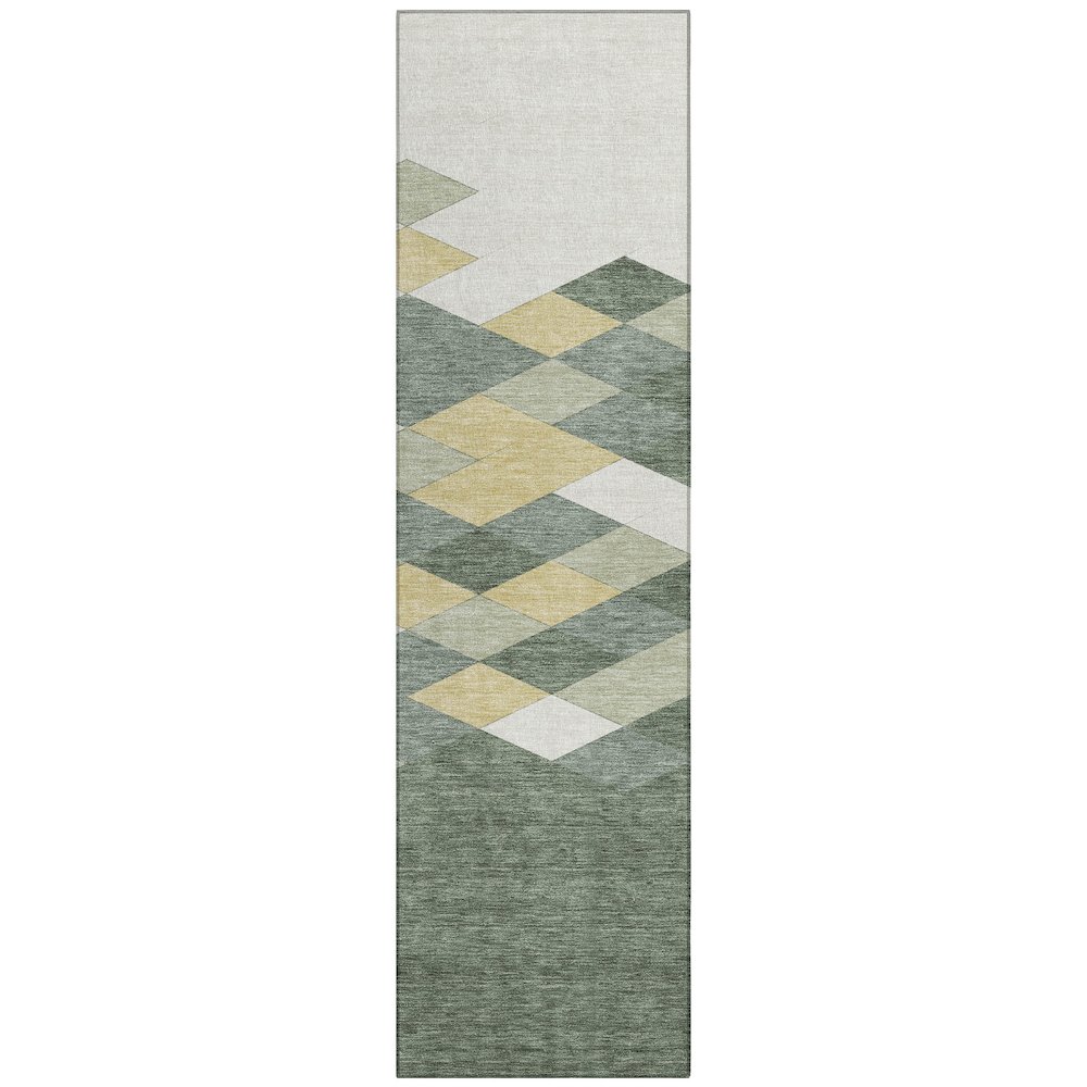 Machine Washable Indoor/Outdoor Chantille ACN2555 Green 2'3" x 7'6" Runner Rug. Picture 1