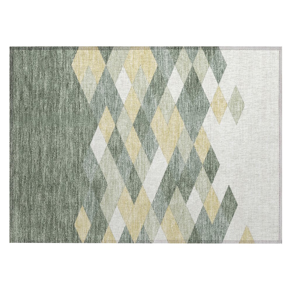 Machine Washable Indoor/Outdoor Chantille ACN2555 Green 1'8" x 2'6" Rug. Picture 1