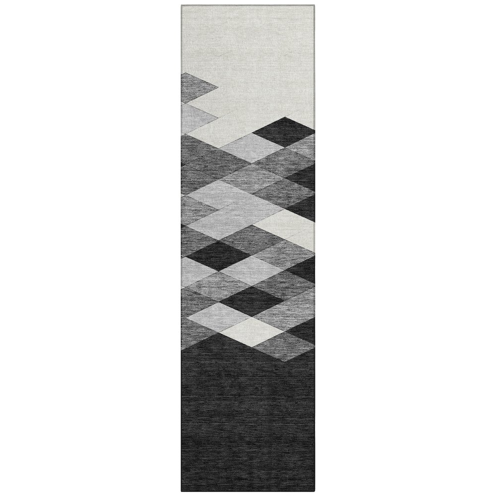 Machine Washable Indoor/Outdoor Chantille ACN2555 Black 2'3" x 7'6" Runner Rug. Picture 1