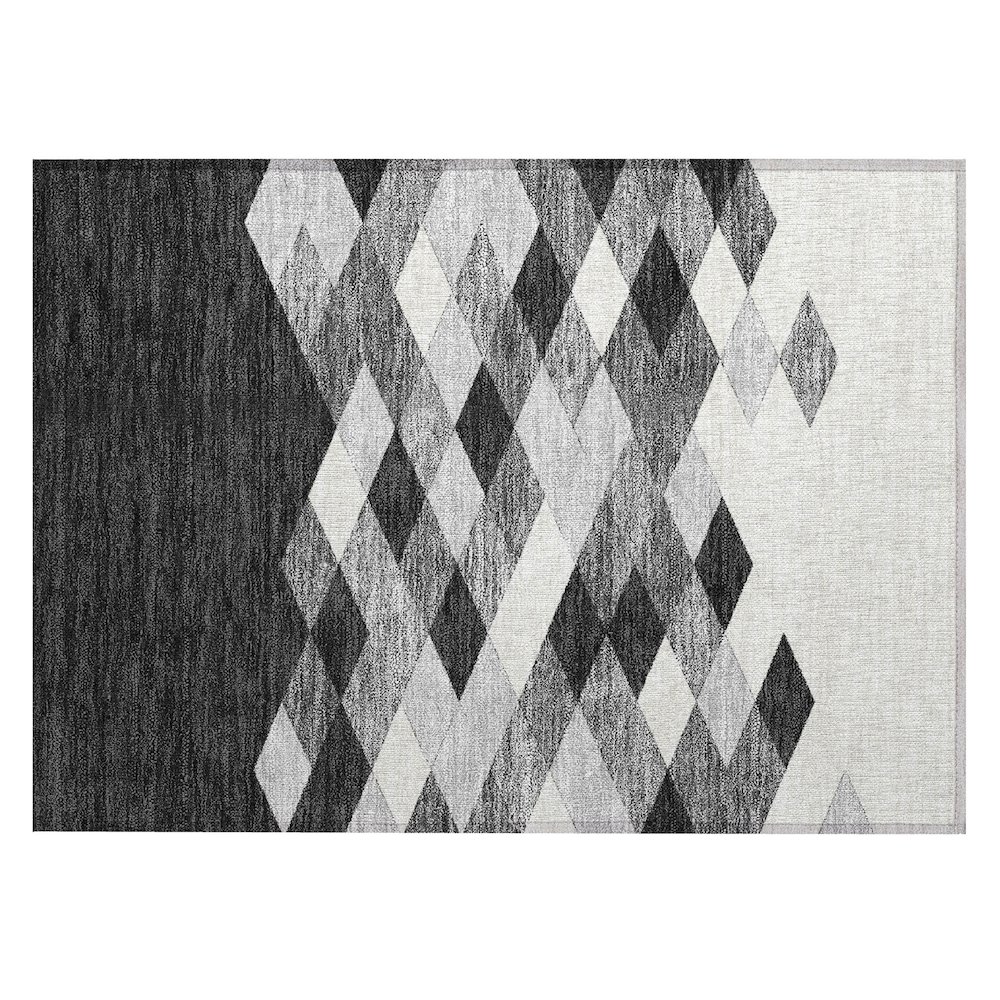 Machine Washable Indoor/Outdoor Chantille ACN2555 Black 1'8" x 2'6" Rug. Picture 1