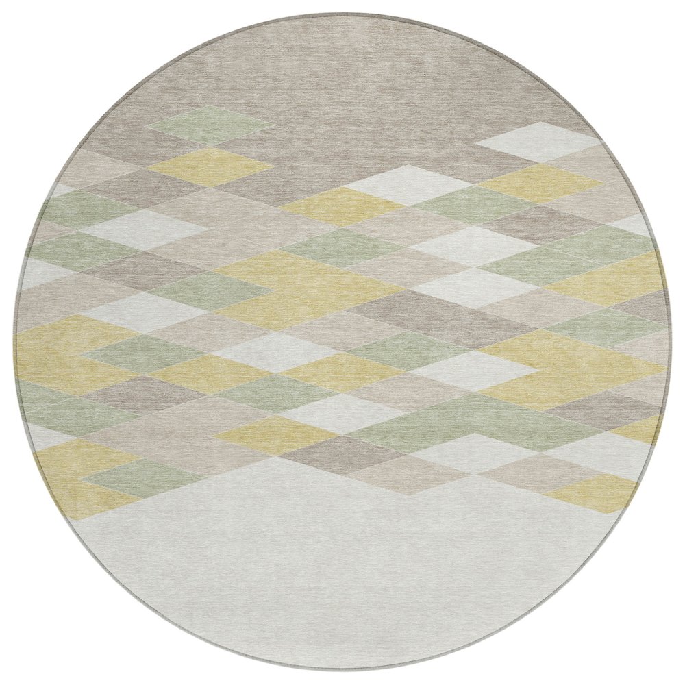 Machine Washable Indoor/Outdoor Chantille ACN2555 Ivory 8' x 8' Round Rug. Picture 1