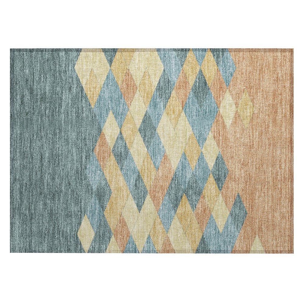 Machine Washable Indoor/Outdoor Chantille ACN2555 Teal 1'8" x 2'6" Rug. Picture 1