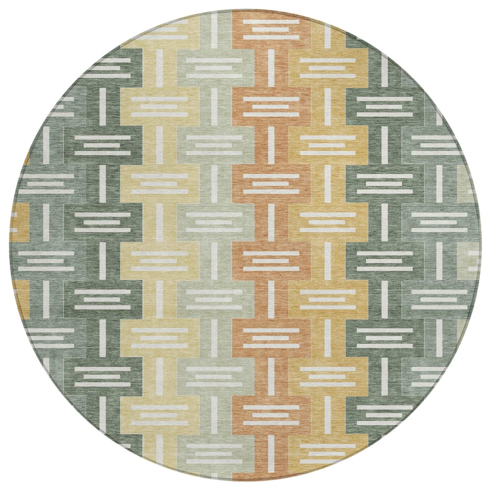 Machine Washable Indoor/Outdoor Chantille ACN2556 Green 8' x 8' Round Rug. Picture 1