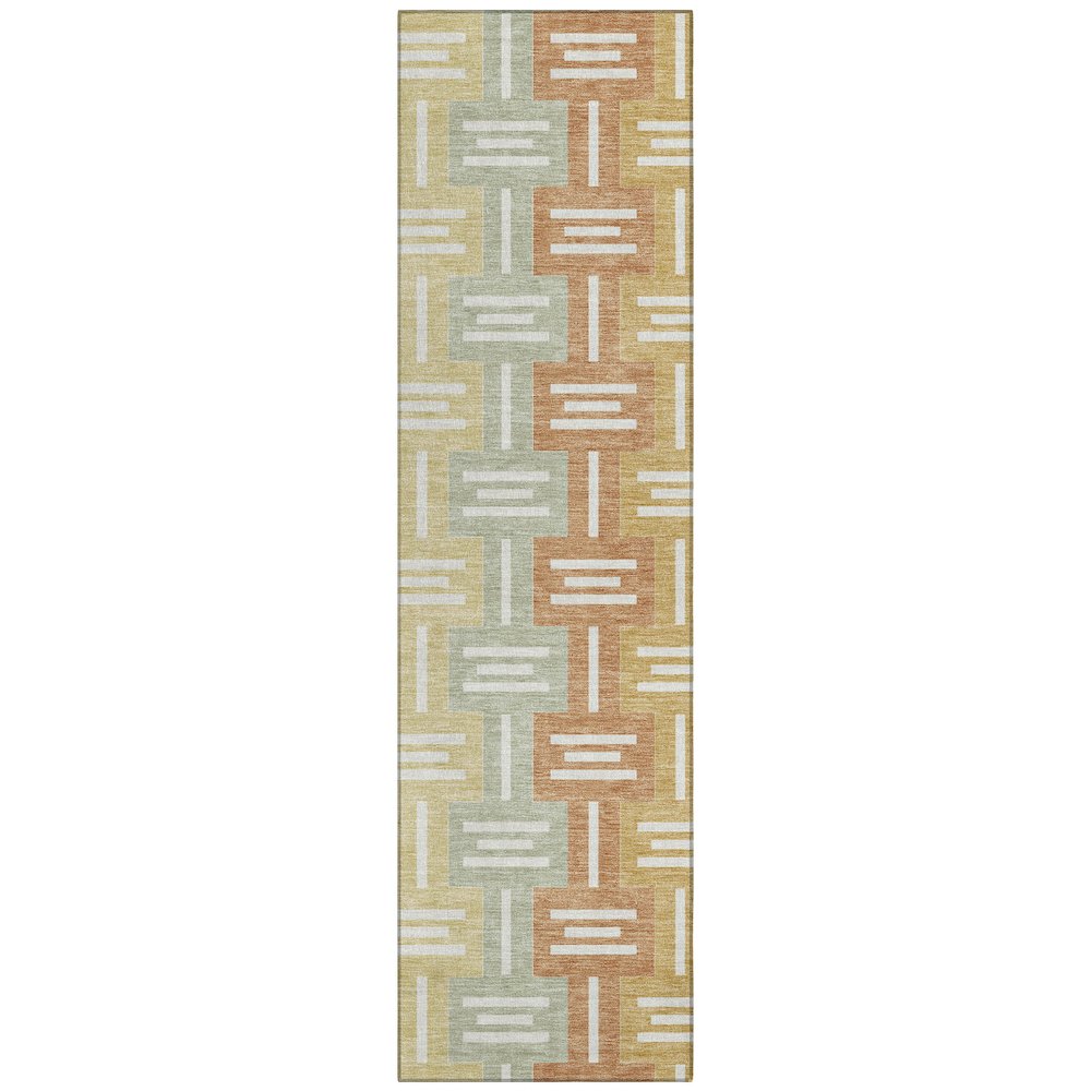 Machine Washable Indoor/Outdoor Chantille ACN2556 Green 2'3" x 7'6" Runner Rug. Picture 1