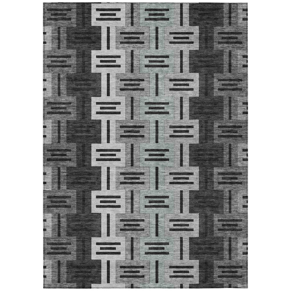 Machine Washable Indoor/Outdoor Chantille ACN2556 Black 2'6" x 3'10" Rug. Picture 1