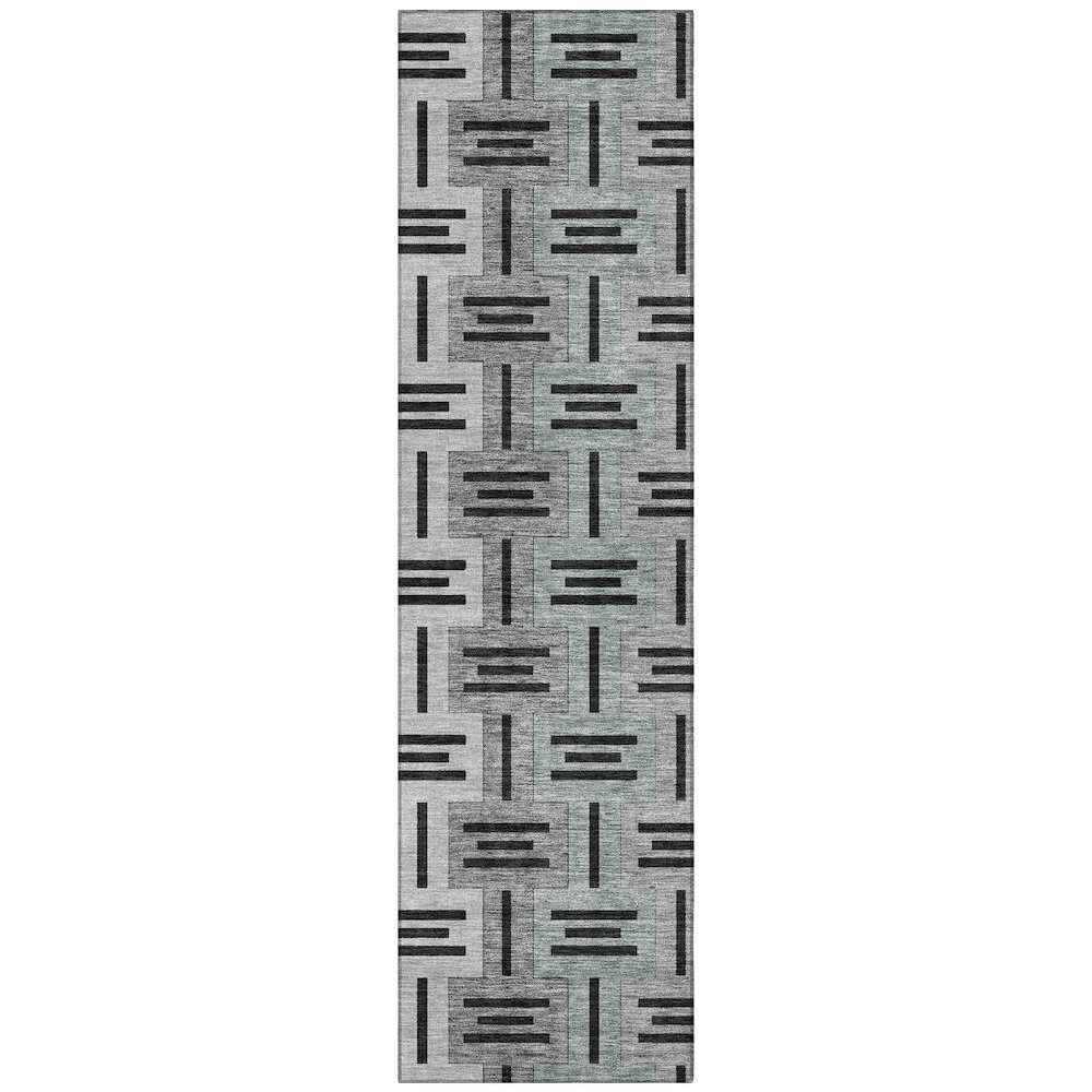 Machine Washable Indoor/Outdoor Chantille ACN2556 Black 2'3" x 7'6" Runner Rug. Picture 1