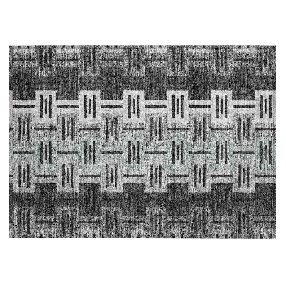 Machine Washable Indoor/Outdoor Chantille ACN2556 Black 1'8" x 2'6" Rug. Picture 1