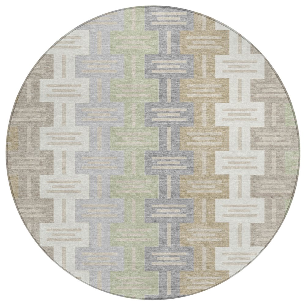 Machine Washable Indoor/Outdoor Chantille ACN2556 Ivory 8' x 8' Round Rug. Picture 1