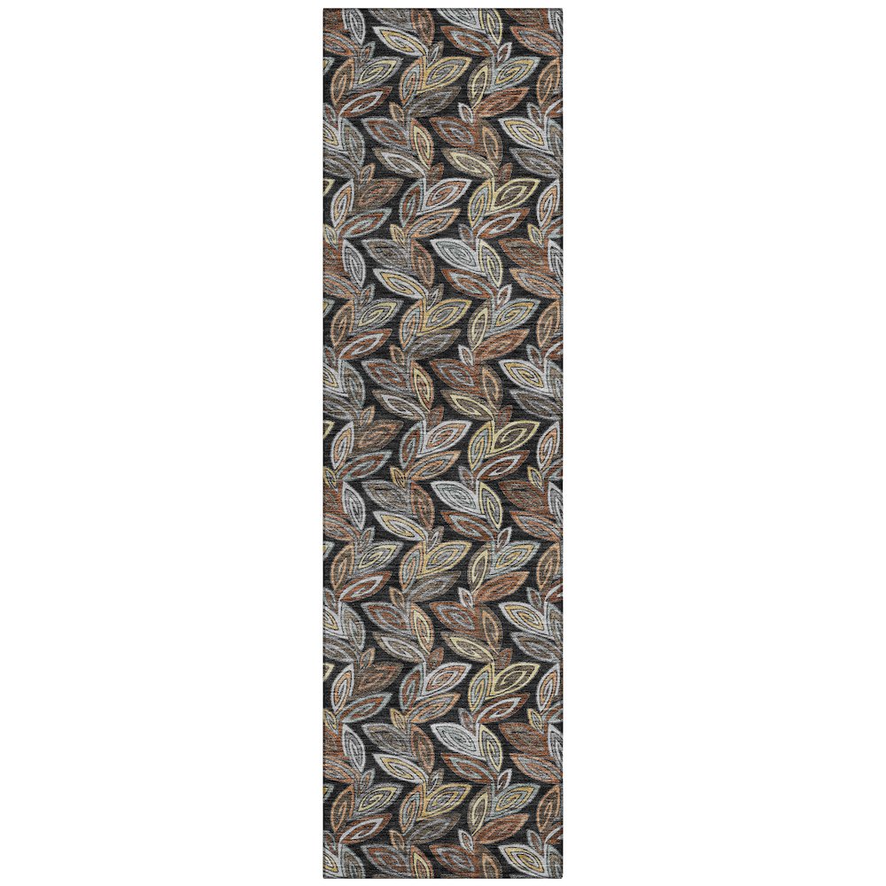 Machine Washable Indoor/Outdoor Chantille ACN2557 Black 2'3" x 7'6" Runner Rug. Picture 1