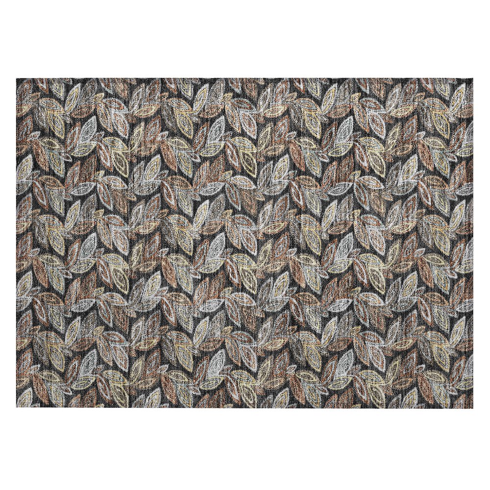 Machine Washable Indoor/Outdoor Chantille ACN2557 Black 1'8" x 2'6" Rug. Picture 1