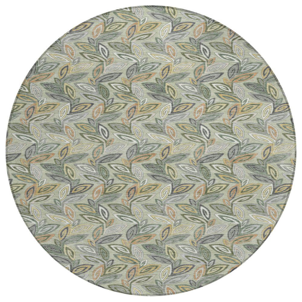 Machine Washable Indoor/Outdoor Chantille ACN2557 Green 8' x 8' Round Rug. Picture 1