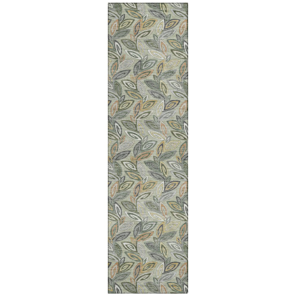 Machine Washable Indoor/Outdoor Chantille ACN2557 Green 2'3" x 7'6" Runner Rug. Picture 1