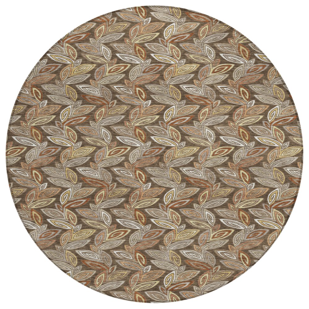 Machine Washable Indoor/Outdoor Chantille ACN2557 Brown 8' x 8' Round Rug. Picture 1