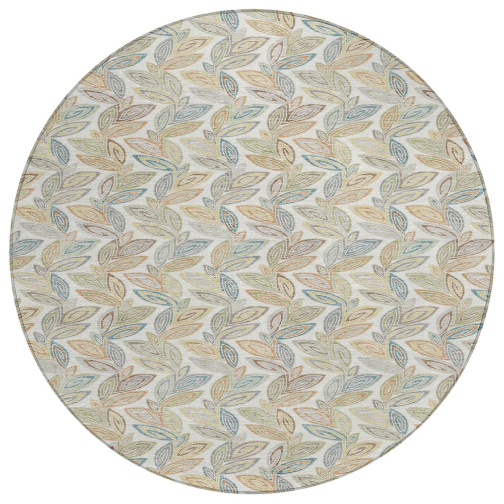 Machine Washable Indoor/Outdoor Chantille ACN2557 Ivory 8' x 8' Round Rug. Picture 1