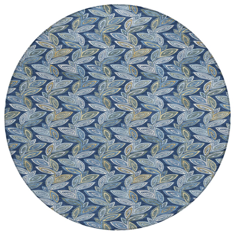 Machine Washable Indoor/Outdoor Chantille ACN2557 Blue 8' x 8' Round Rug. Picture 1