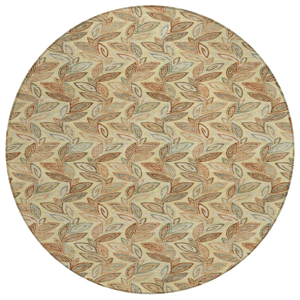Machine Washable Indoor/Outdoor Chantille ACN2557 Gold 8' x 8' Round Rug. Picture 1