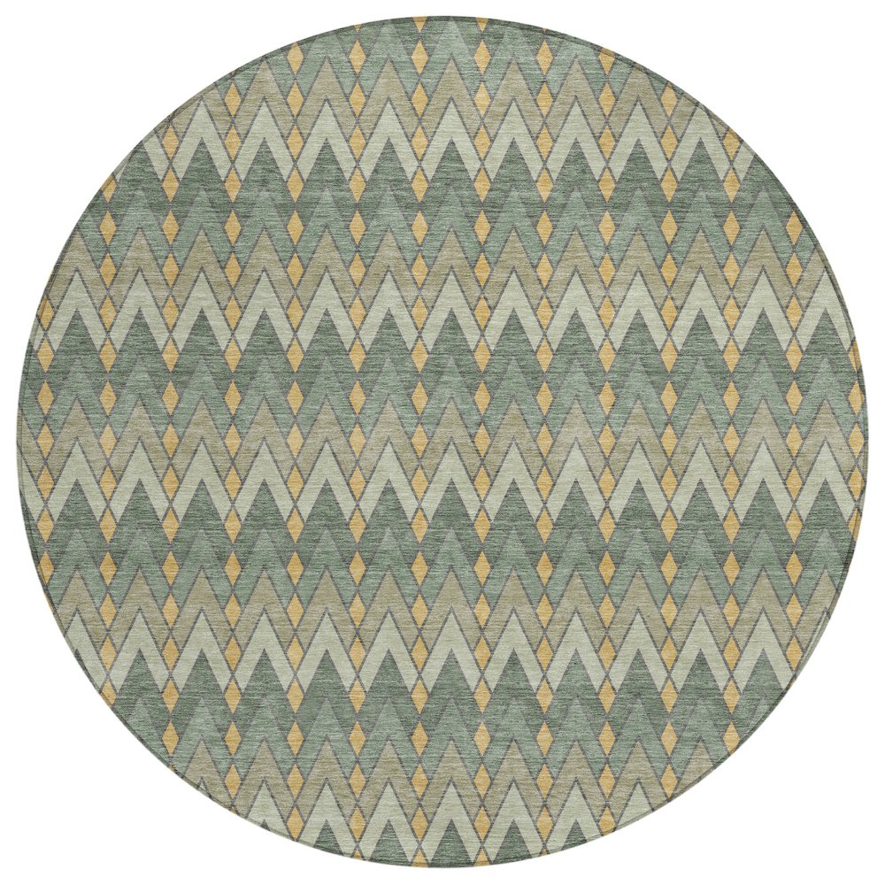 Machine Washable Indoor/Outdoor Chantille ACN2558 Green 8' x 8' Round Rug. Picture 1