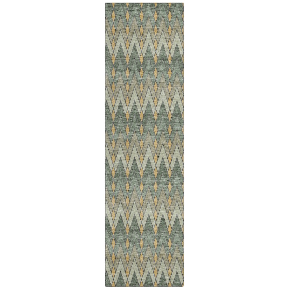 Machine Washable Indoor/Outdoor Chantille ACN2558 Green 2'3" x 7'6" Runner Rug. Picture 1