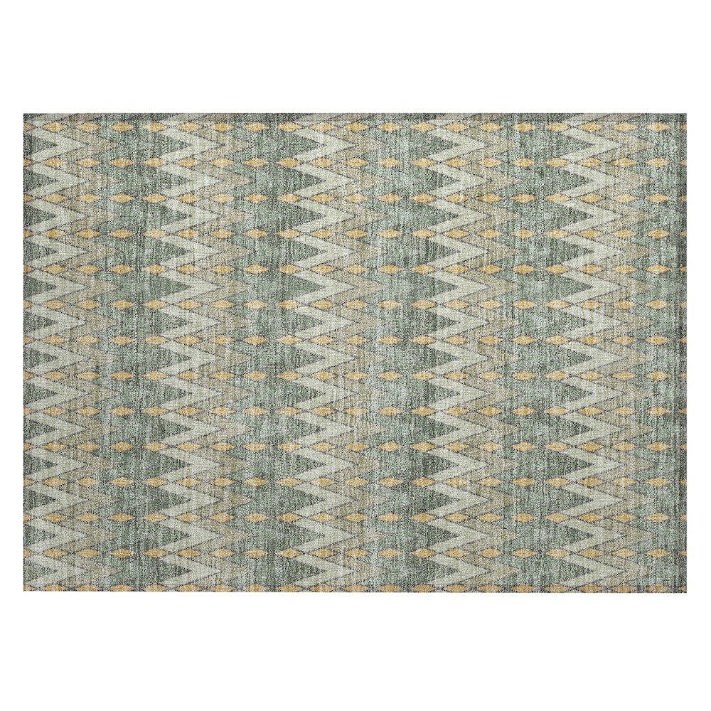 Machine Washable Indoor/Outdoor Chantille ACN2558 Green 1'8" x 2'6" Rug. Picture 1