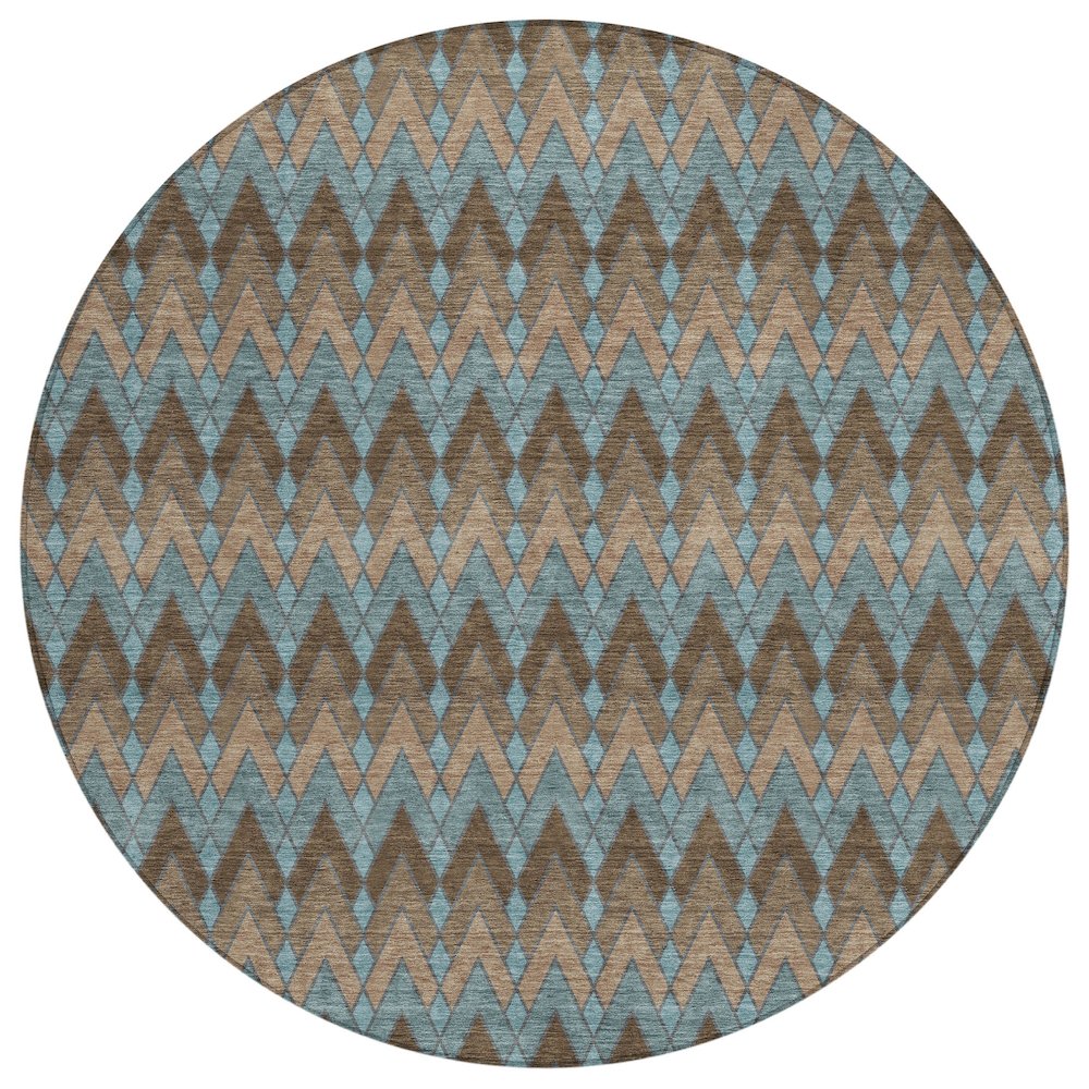 Machine Washable Indoor/Outdoor Chantille ACN2558 Brown 8' x 8' Round Rug. Picture 1