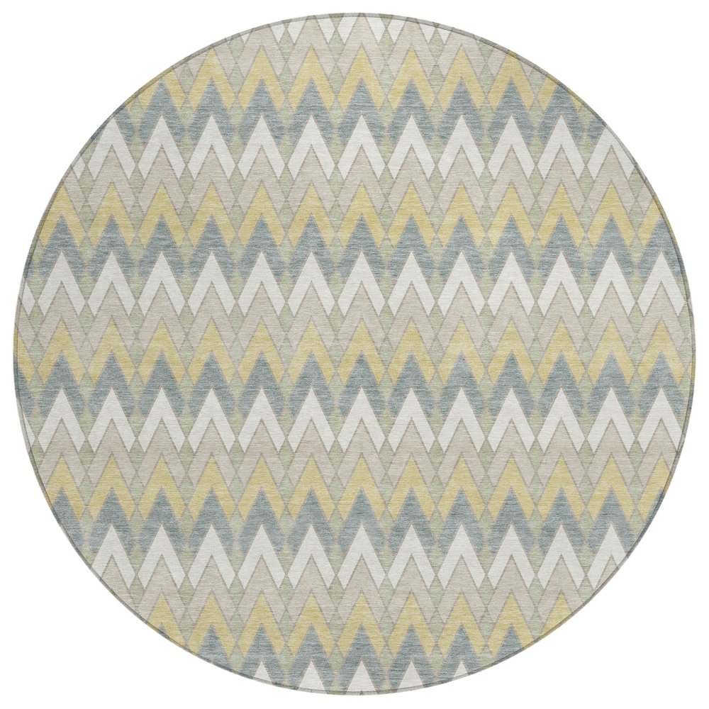 Machine Washable Indoor/Outdoor Chantille ACN2558 Ivory 8' x 8' Round Rug. Picture 1