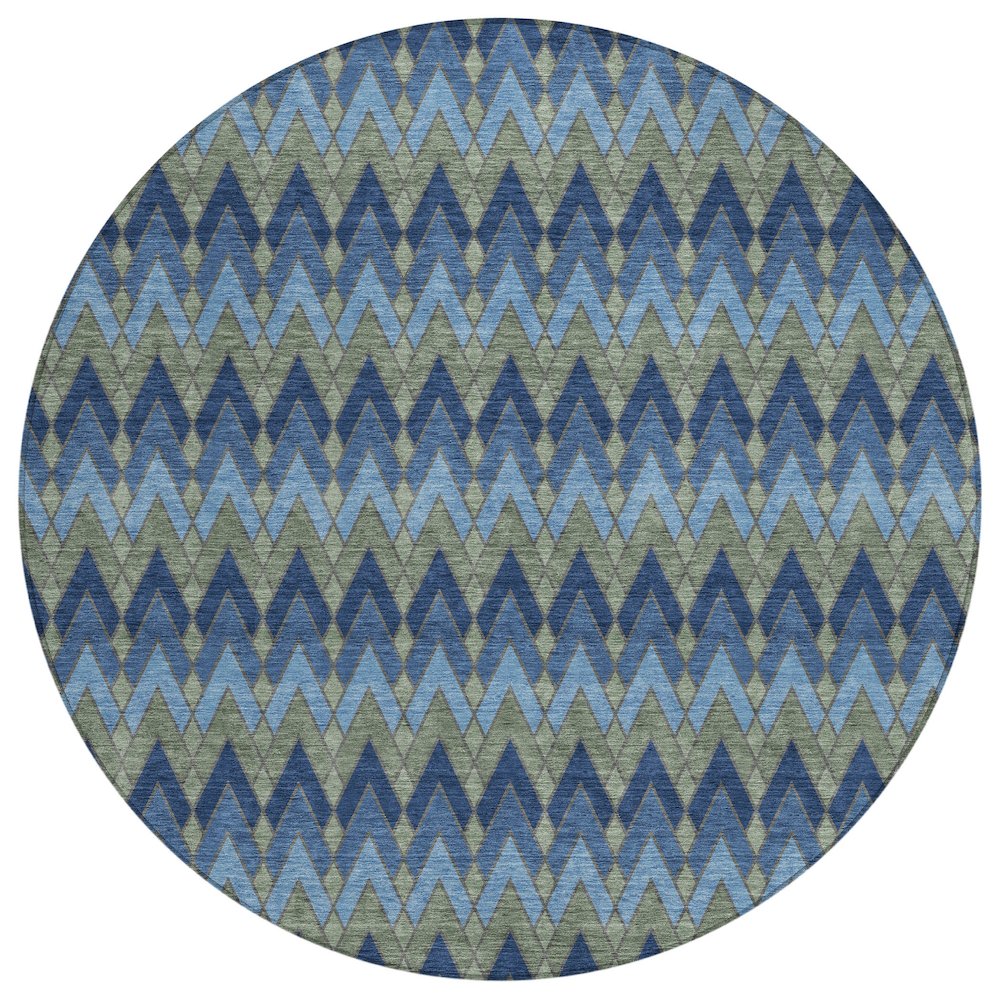 Machine Washable Indoor/Outdoor Chantille ACN2558 Blue 8' x 8' Round Rug. Picture 1