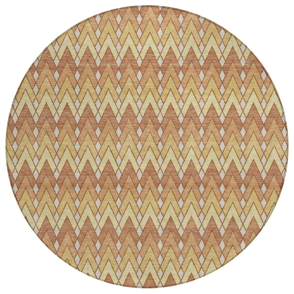 Machine Washable Indoor/Outdoor Chantille ACN2558 Orange 8' x 8' Round Rug. Picture 1