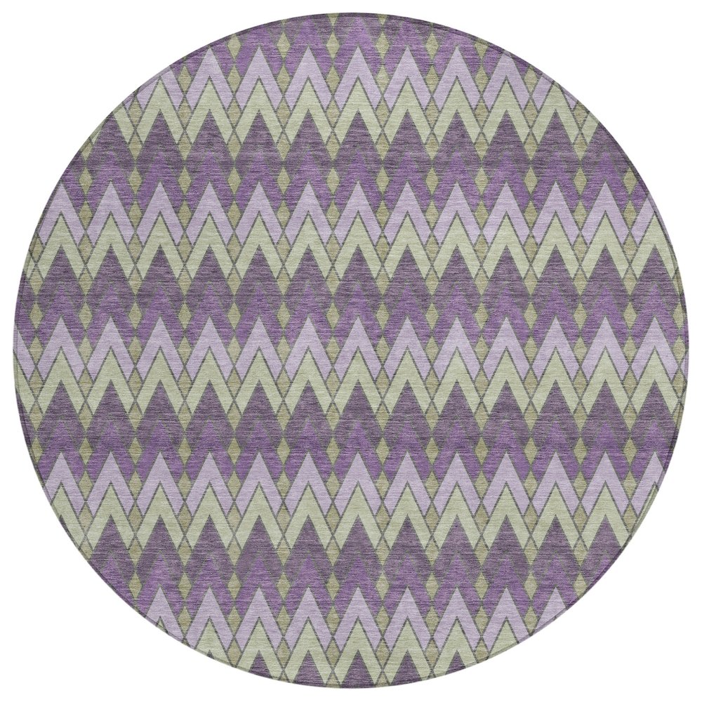 Machine Washable Indoor/Outdoor Chantille ACN2558 Purple 8' x 8' Round Rug. Picture 1