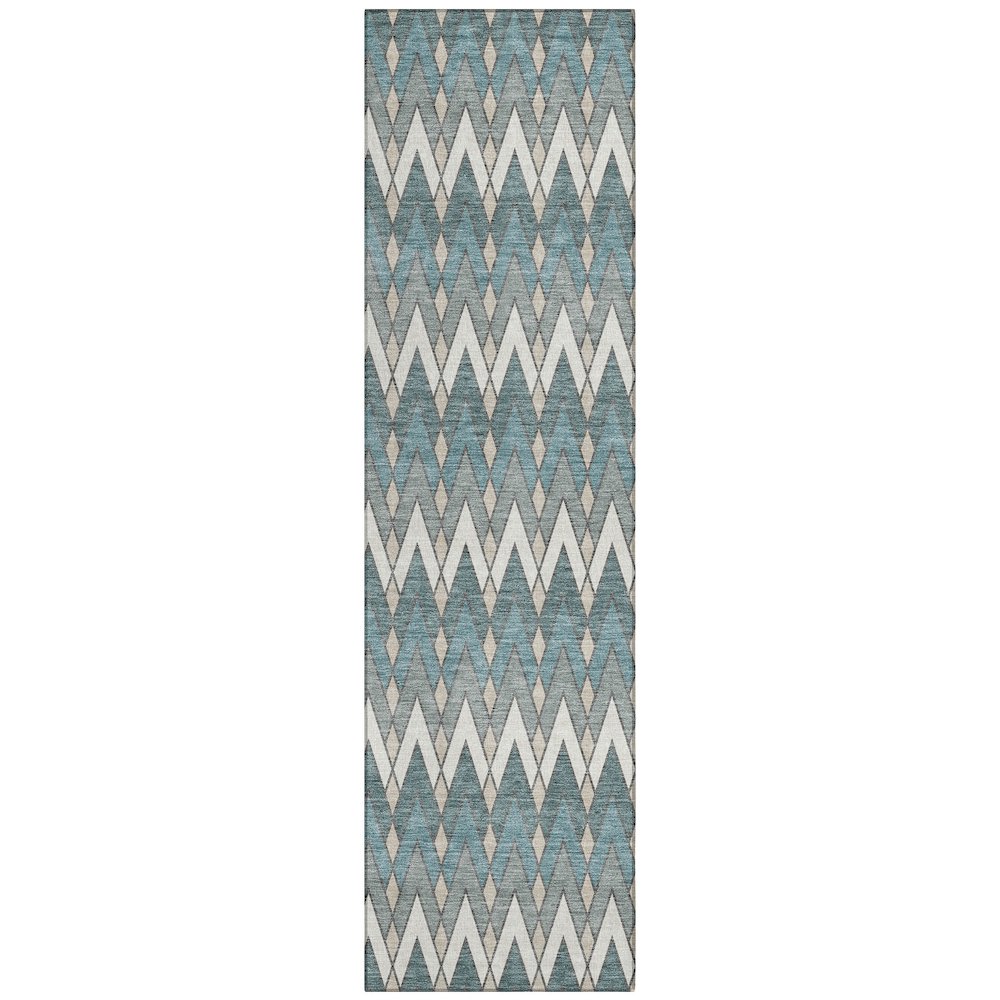 Machine Washable Indoor/Outdoor Chantille ACN2558 Teal 2'3" x 7'6" Runner Rug. Picture 1