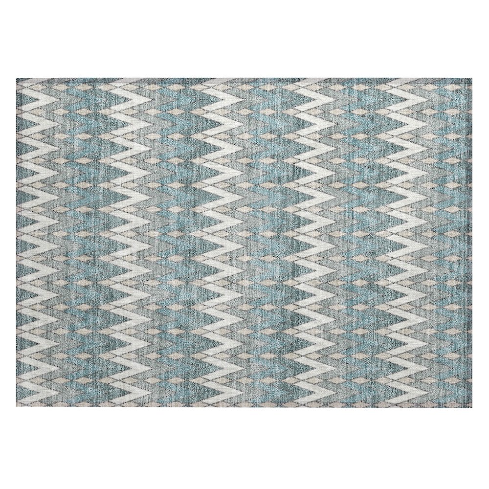 Machine Washable Indoor/Outdoor Chantille ACN2558 Teal 1'8" x 2'6" Rug. Picture 1