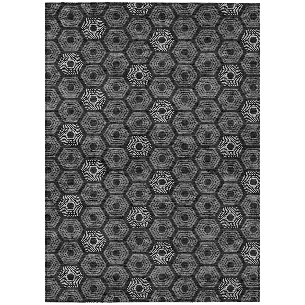 Machine Washable Indoor/Outdoor Chantille ACN2559 Black 2'6" x 3'10" Rug. Picture 1