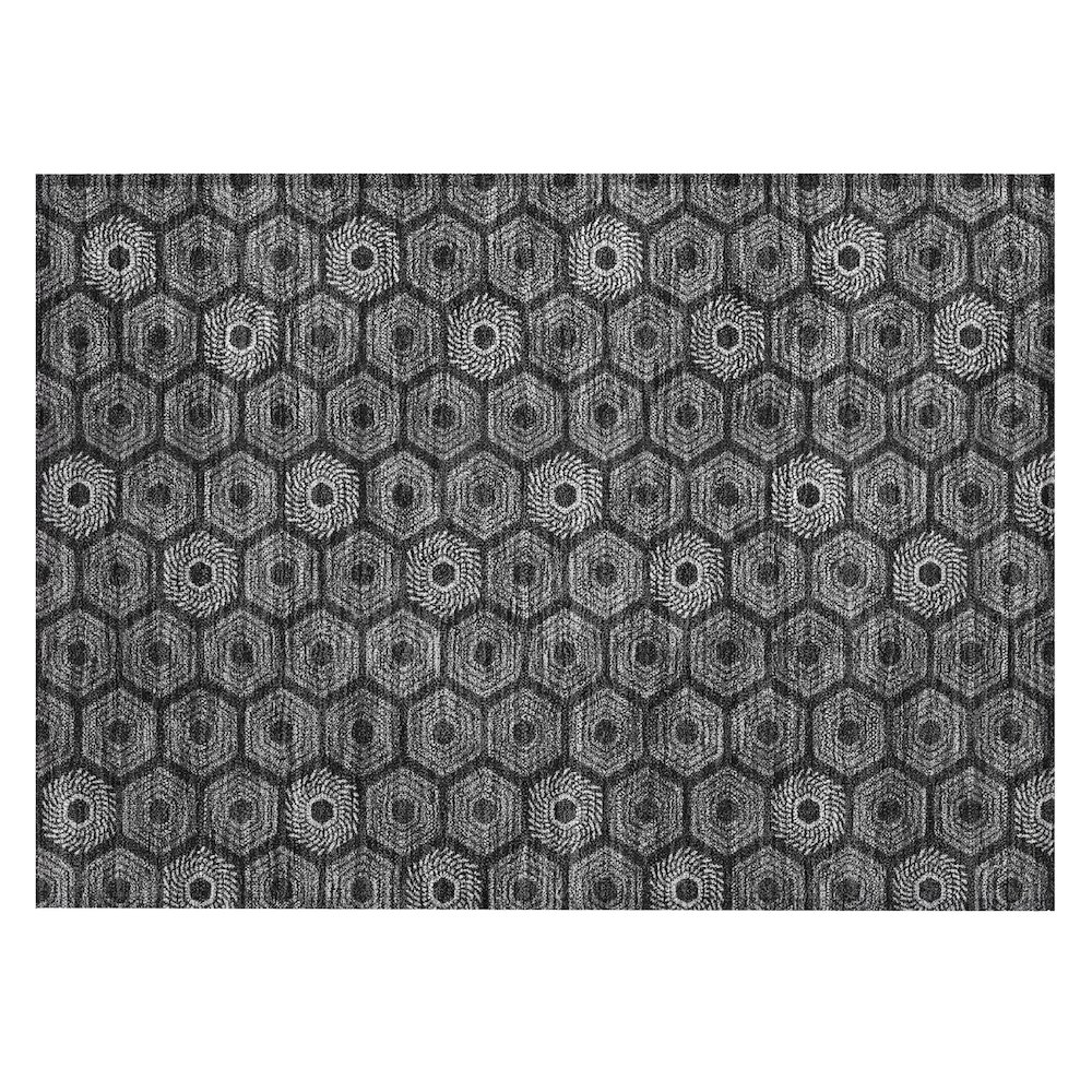 Machine Washable Indoor/Outdoor Chantille ACN2559 Black 1'8" x 2'6" Rug. Picture 1