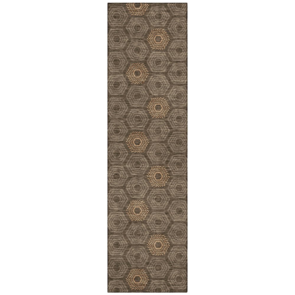Machine Washable Indoor/Outdoor Chantille ACN2559 Brown 2'3" x 7'6" Runner Rug. Picture 1
