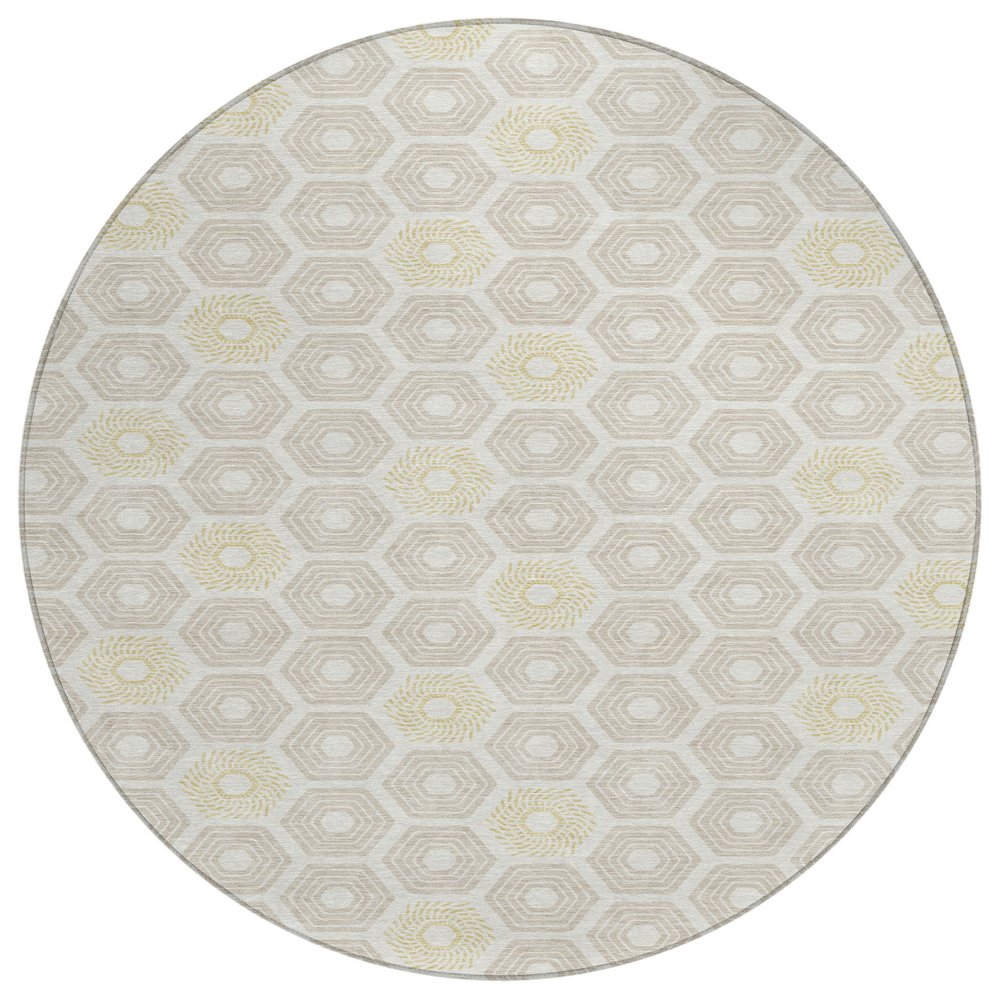 Machine Washable Indoor/Outdoor Chantille ACN2559 Ivory 8' x 8' Round Rug. Picture 1