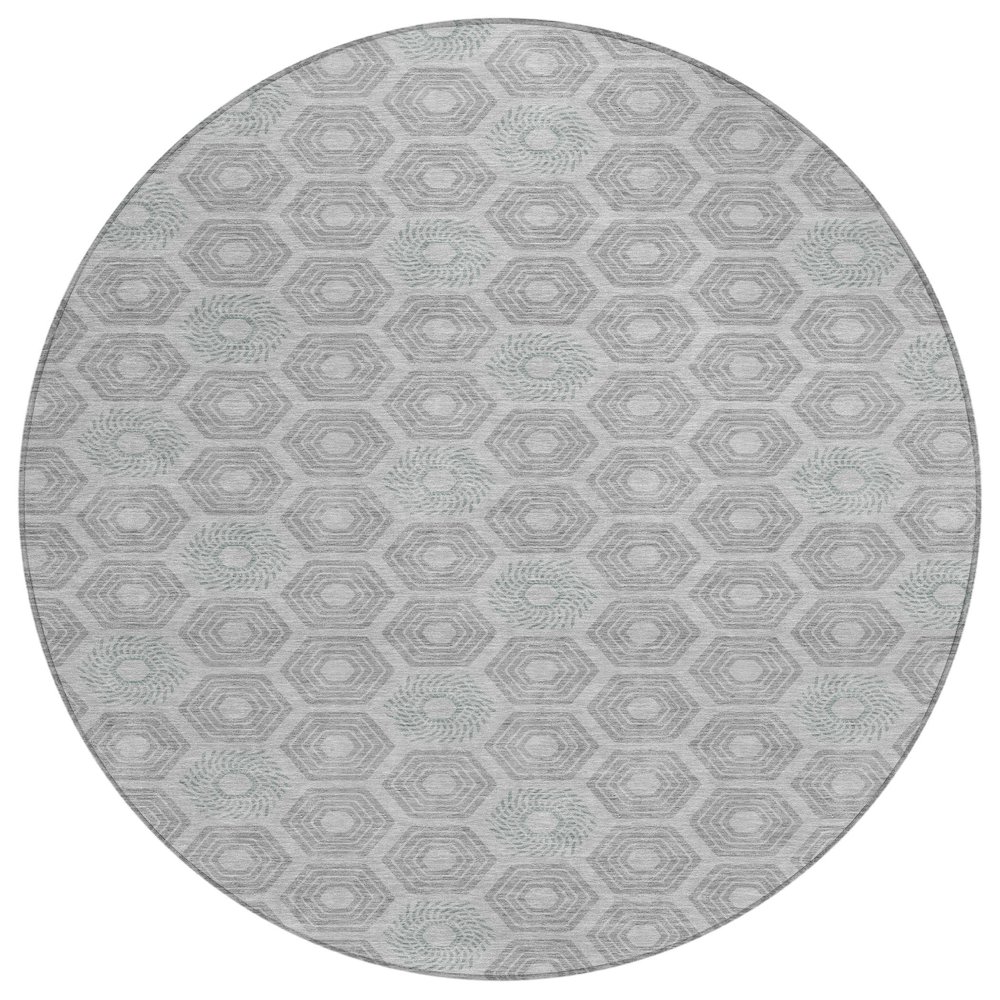 Machine Washable Indoor/Outdoor Chantille ACN2559 Gray 8' x 8' Round Rug. Picture 1