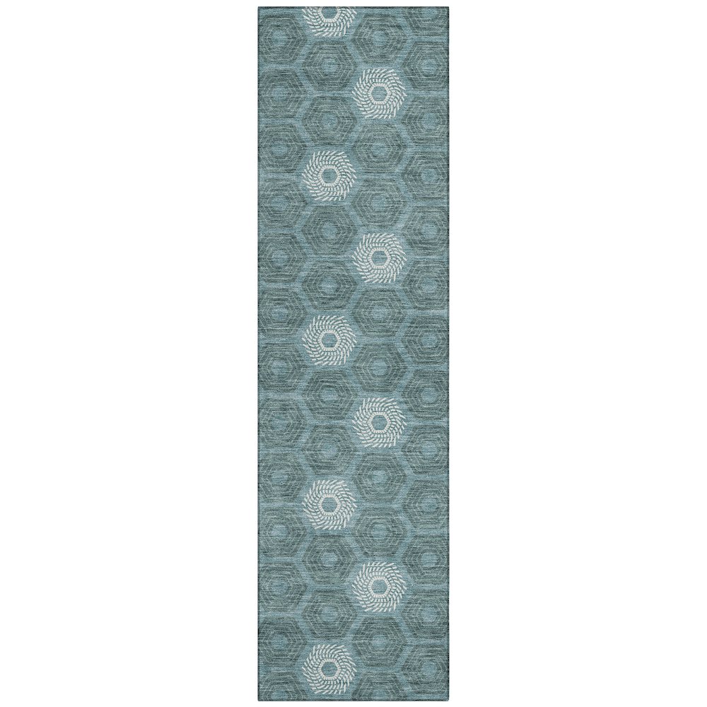 Machine Washable Indoor/Outdoor Chantille ACN2559 Teal 2'3" x 7'6" Runner Rug. Picture 1