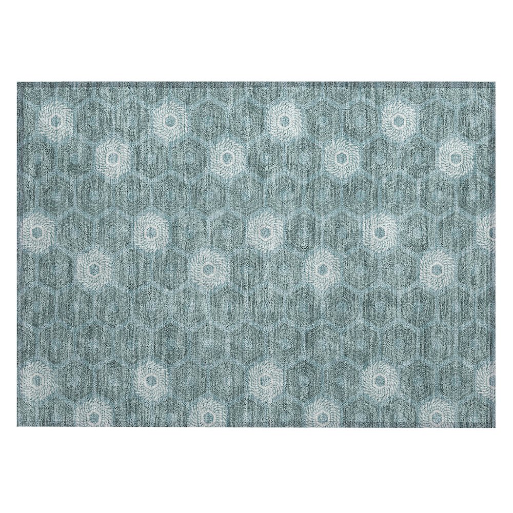 Machine Washable Indoor/Outdoor Chantille ACN2559 Teal 1'8" x 2'6" Rug. Picture 1